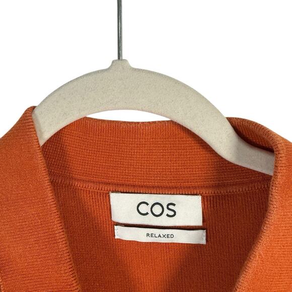 COS Relaxed Polo Sweater Orange 100% Cotton Preppy Capsole Office Womens Large - Picture 3 of 6